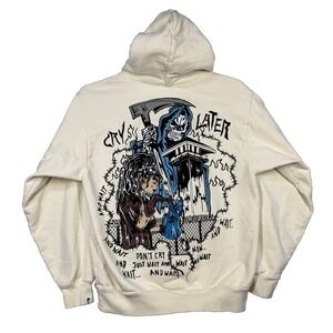 Warren Lotas Hoodie Cry Later Small Beige Reaper Wait Prison Streetwear
